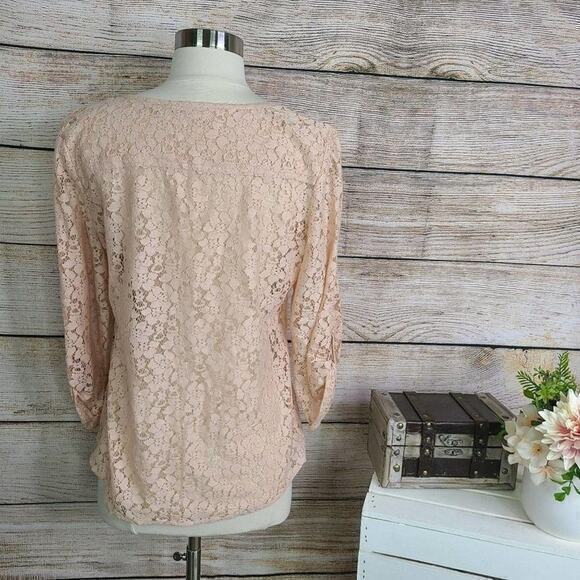 New York & Company Lace Button‎ Down Blouse Small - Picture 2 of 6